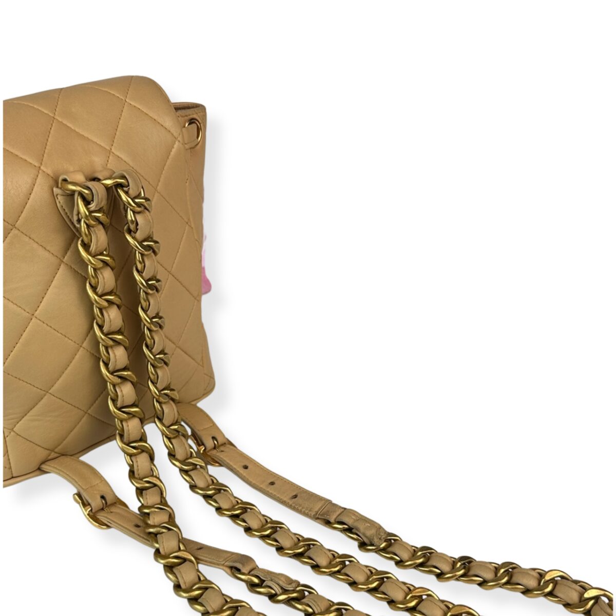 chanel | 駝色金釦迷你duma 雙肩包