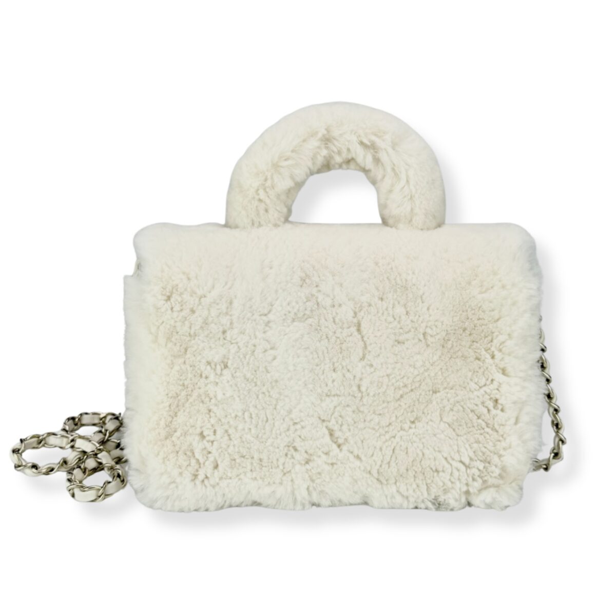 chanel | 白色兔毛小handle